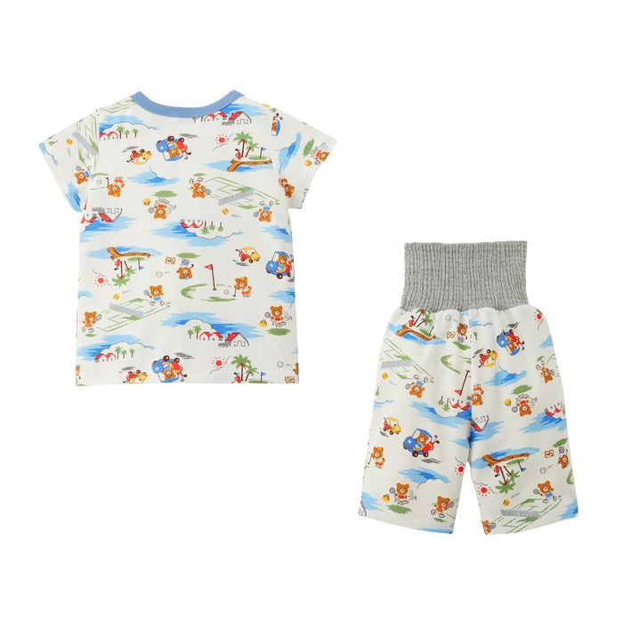 짧은 슬리브 잠옷 (6/4 길이 바지)