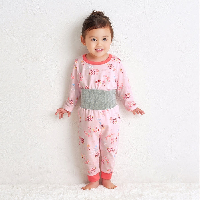 배꼽 랩이있는 긴 소매 잠옷