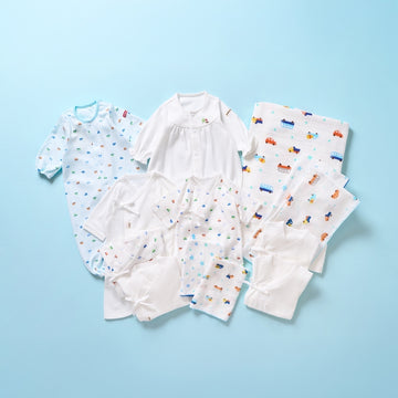 13-piece starter set (special set for childbirth preparation) [For all year round (all-over pattern)] blue 商品画像