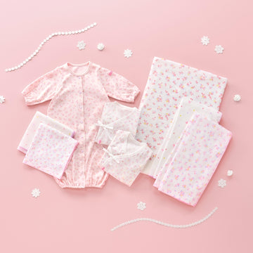 8-piece starter set (birth preparation set) [For all year round (allover pattern)] pink 商品画像