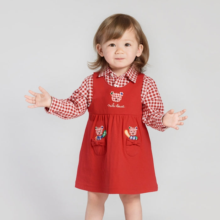 Bear motif interlocking jersey jumper skirt