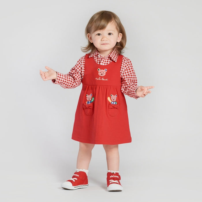 Bear motif interlocking jersey jumper skirt