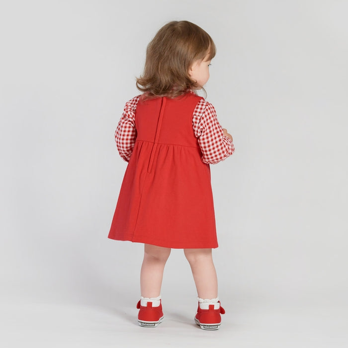 Bear motif interlocking jersey jumper skirt