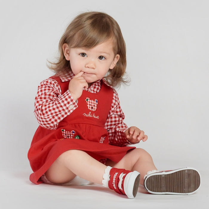 Bear motif interlocking jersey jumper skirt