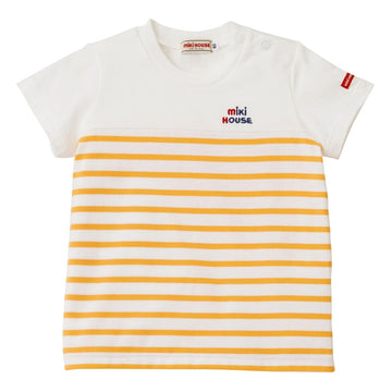 Short-sleeved T-shirt with switched chest area yellow 商品画像