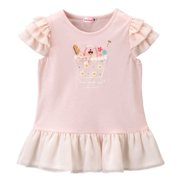 La [Unconfirmed] Lina-chan short sleeve T-shirt with chiffon ruffles pink 商品画像