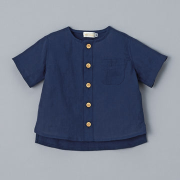 [Gold Label] Linen short sleeve shirt Navy blue 商品画像