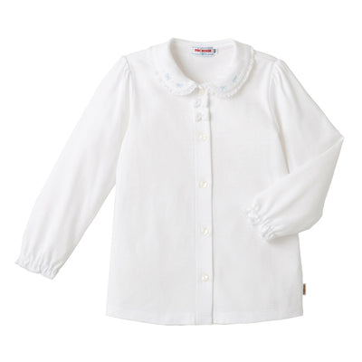 Long sleeve blouse with ribbon embroidery
