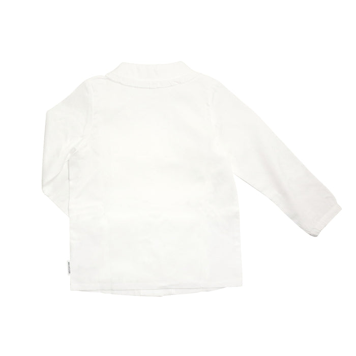 刺繍入りピケ素材のフリル付きブラウス