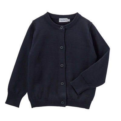 Cotton knit crew neck cardigan (for girls)