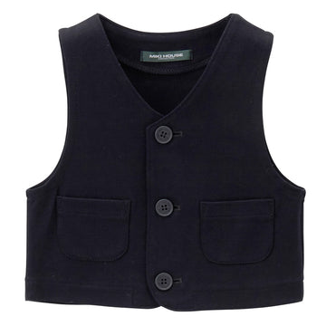 Open-front vest made of mercerized punch material
