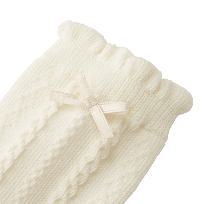 케이블 니트 리본이있는 높은 양말