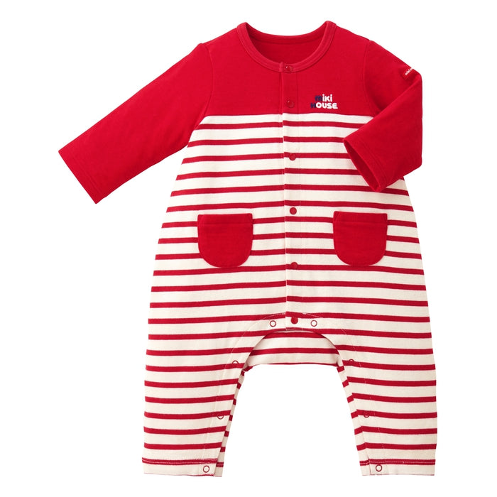 ボーダー接結天竺カバーオール