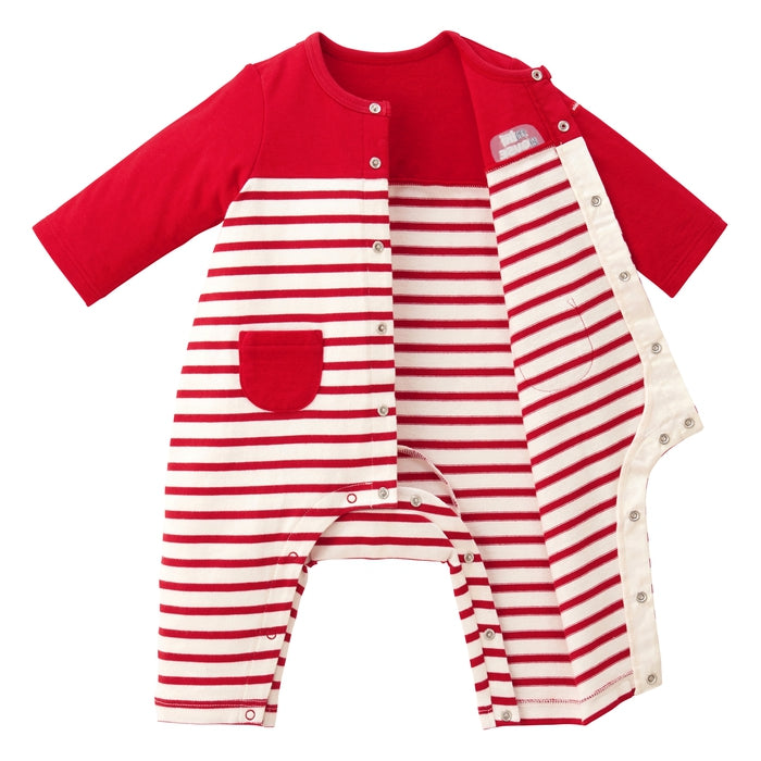 ボーダー接結天竺カバーオール