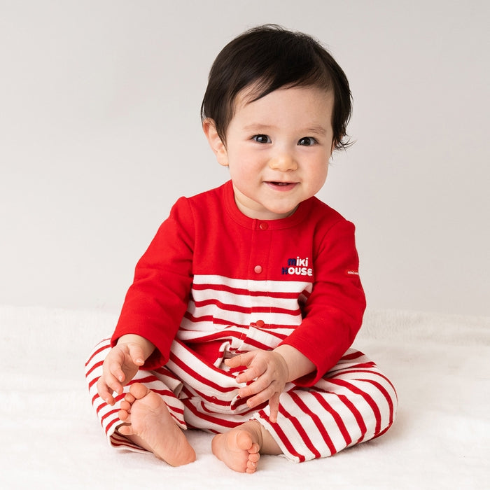 ボーダー接結天竺カバーオール