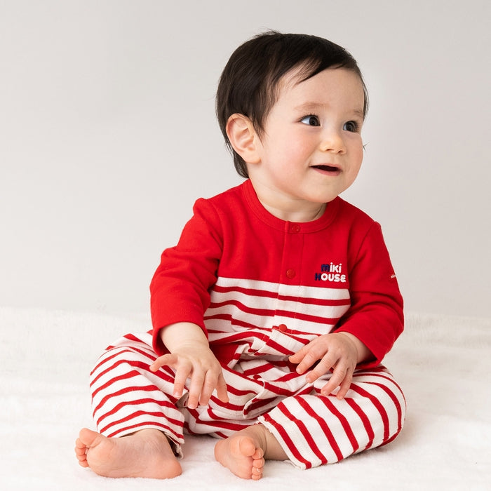 ボーダー接結天竺カバーオール