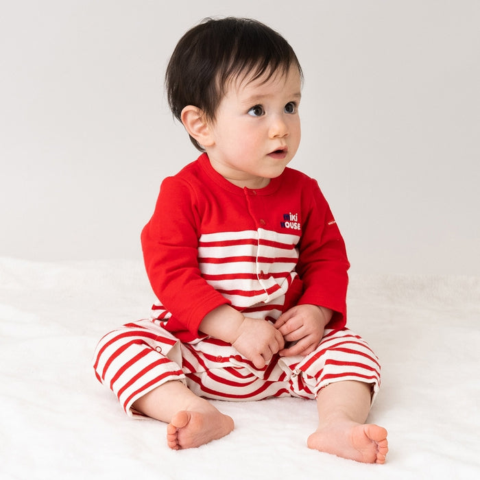 ボーダー接結天竺カバーオール