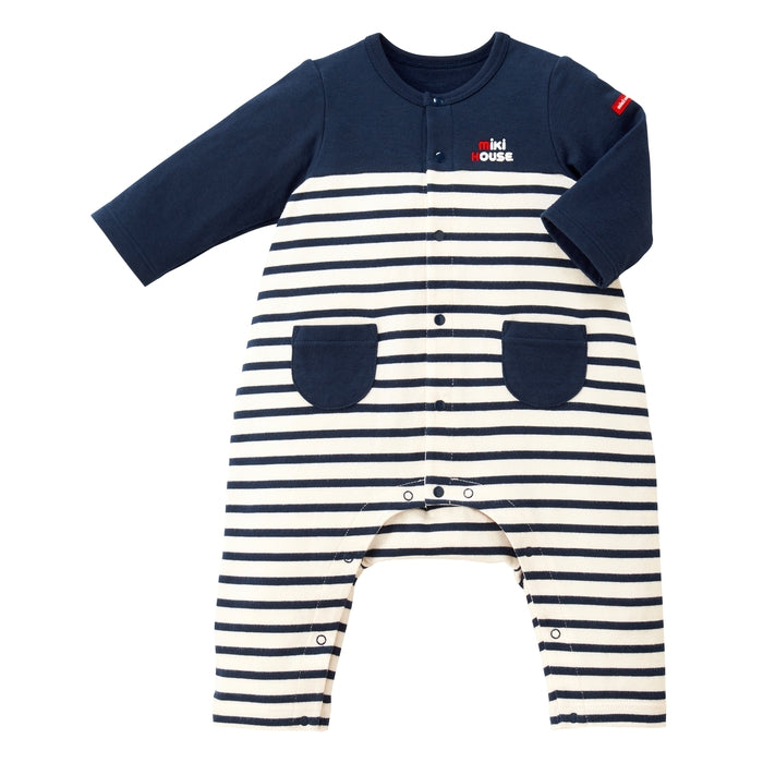 ボーダー接結天竺カバーオール