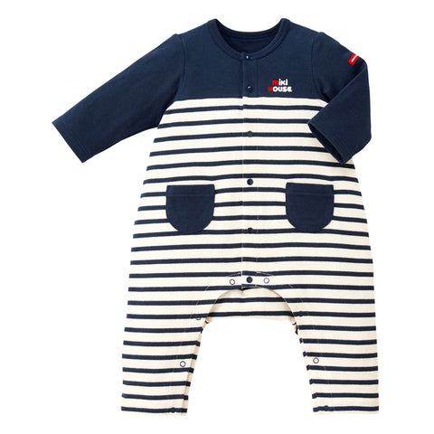 ボーダー接結天竺カバーオール