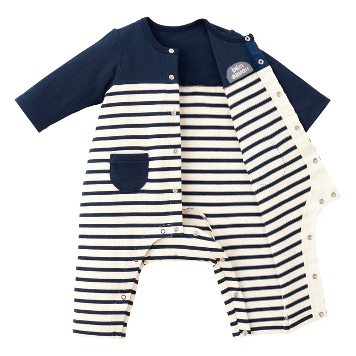 ボーダー接結天竺カバーオール