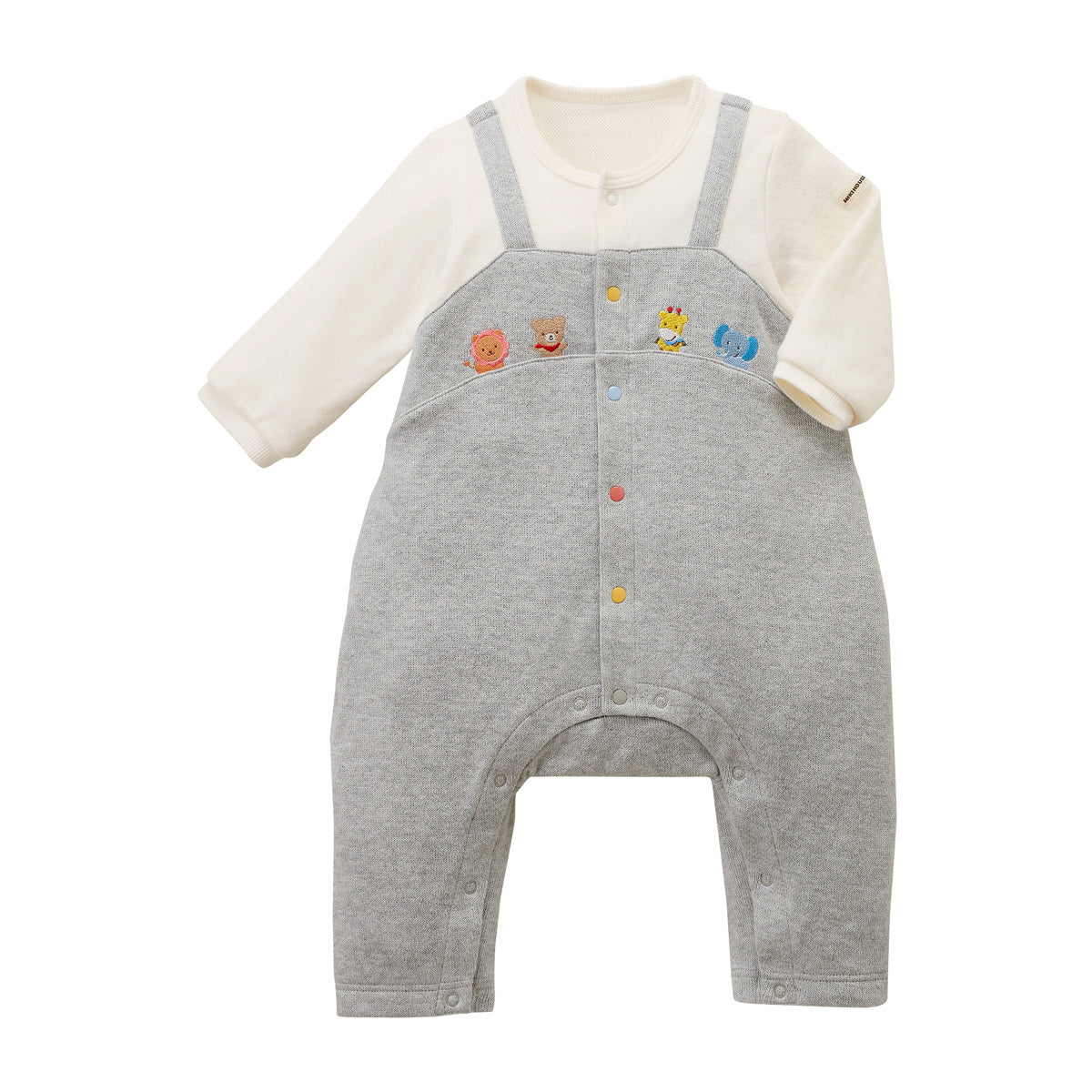 どうぶつ刺繍カバーオール