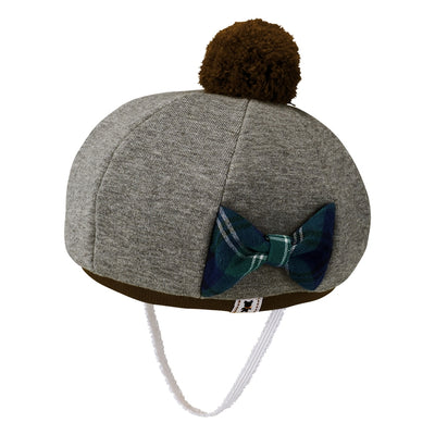 Sweat -material hat with ribbon