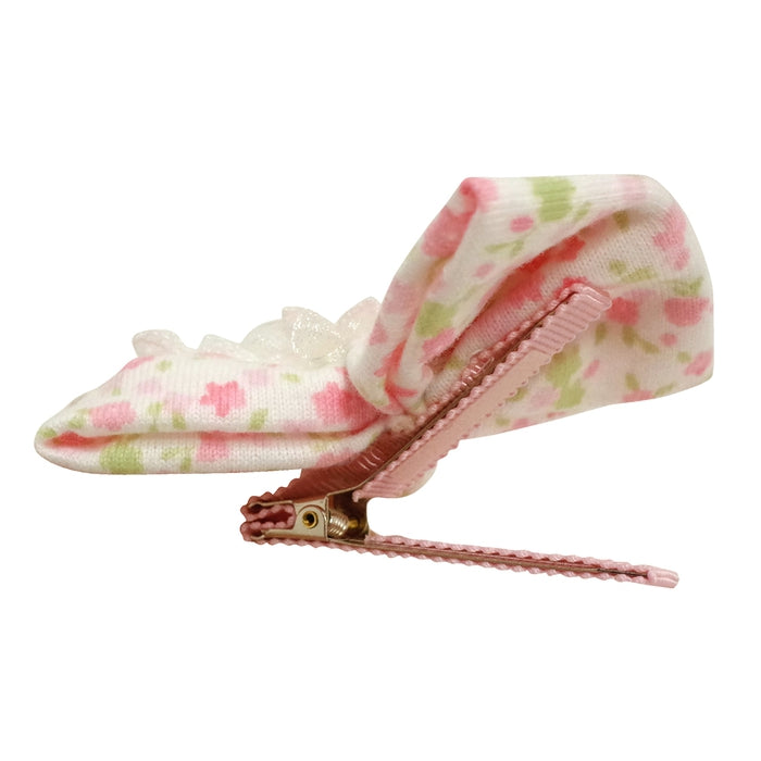 小花のリボン型ヘアクリップ