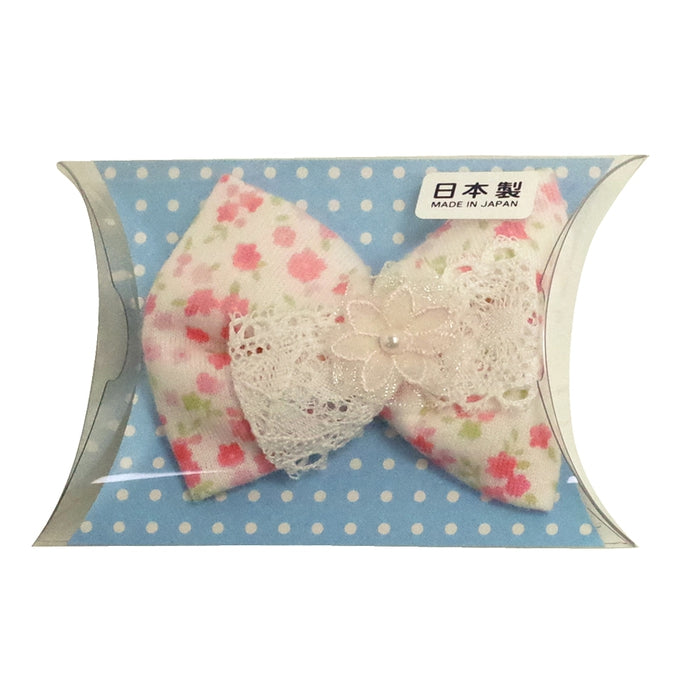 小花のリボン型ヘアクリップ