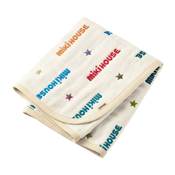 Logo embroidered six-layer weave gauze blanket