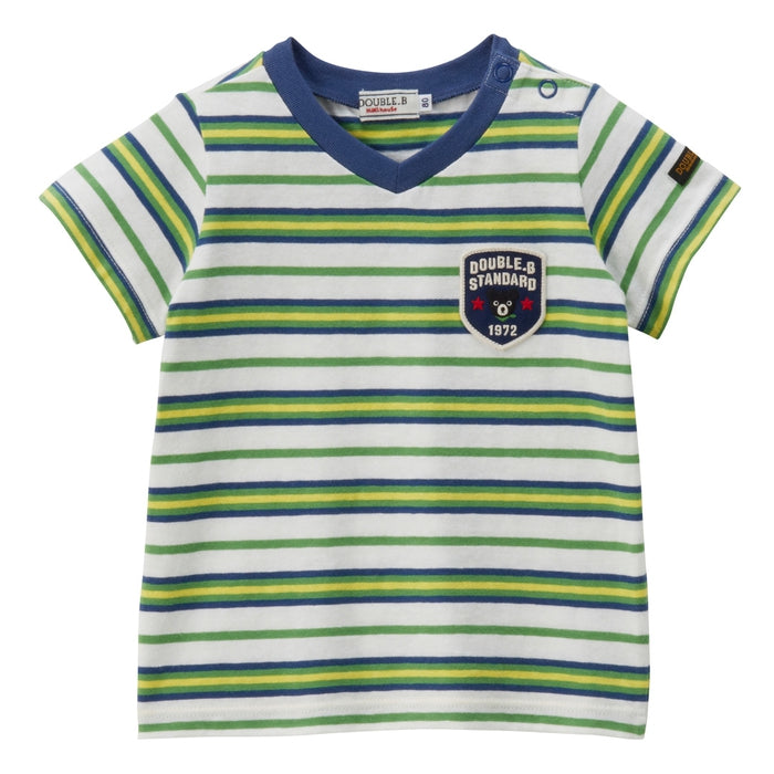[Top sales] [Unconfirmed] V-neck striped short-sleeved T-shirt