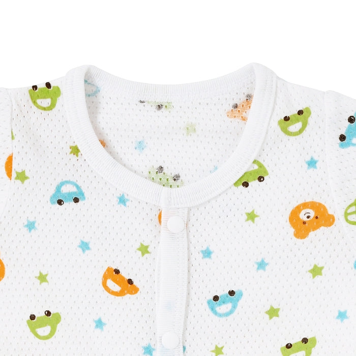 Short sleeve Aki Aki print pattern mesh sheet shirt