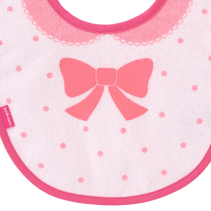 [Unconfirmed] Made of waterproof material, round collar & ribbon print bib