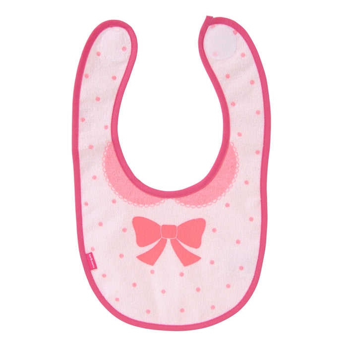 [Unconfirmed] Made of waterproof material, round collar & ribbon print bib